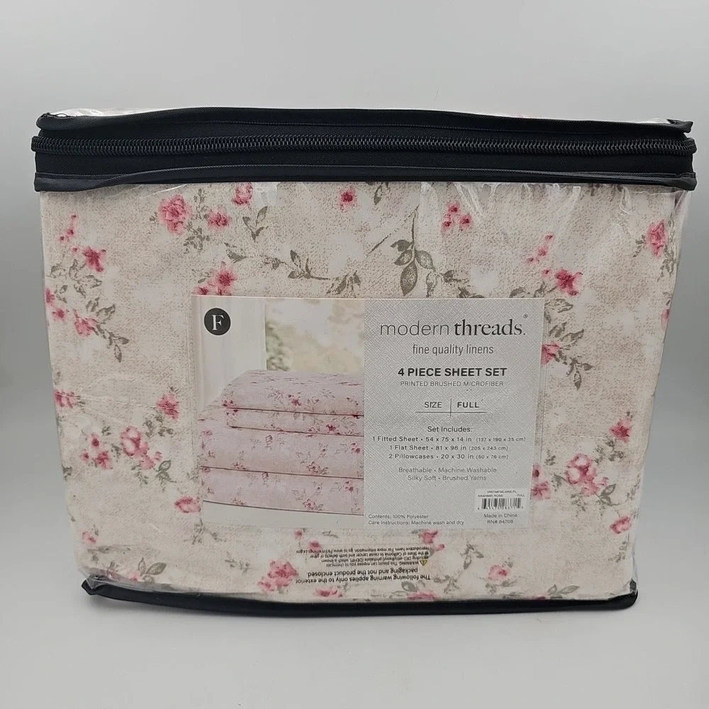 Modern Threads 4-Piece Silky Soft‎ Microfiber Full Size Sheet Set Kashmir Rose